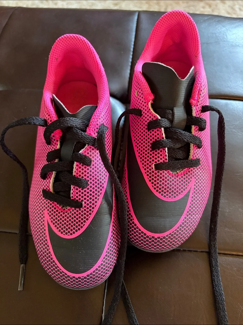 Nike Kids Hot Pink and Black Cleats